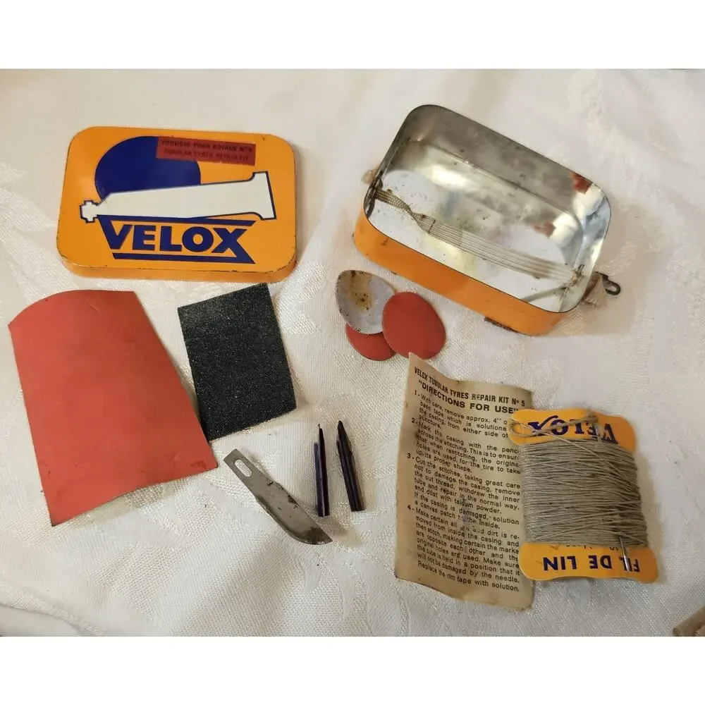 Vintage Velox sew up tubular tire repair kit Made In France Bicycle Racing Racer